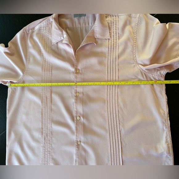 Ted Baker London Mens Tencel Micro Pleated Button Up Pink Shirt Size 7 US 3XL - Picture 7 of 11